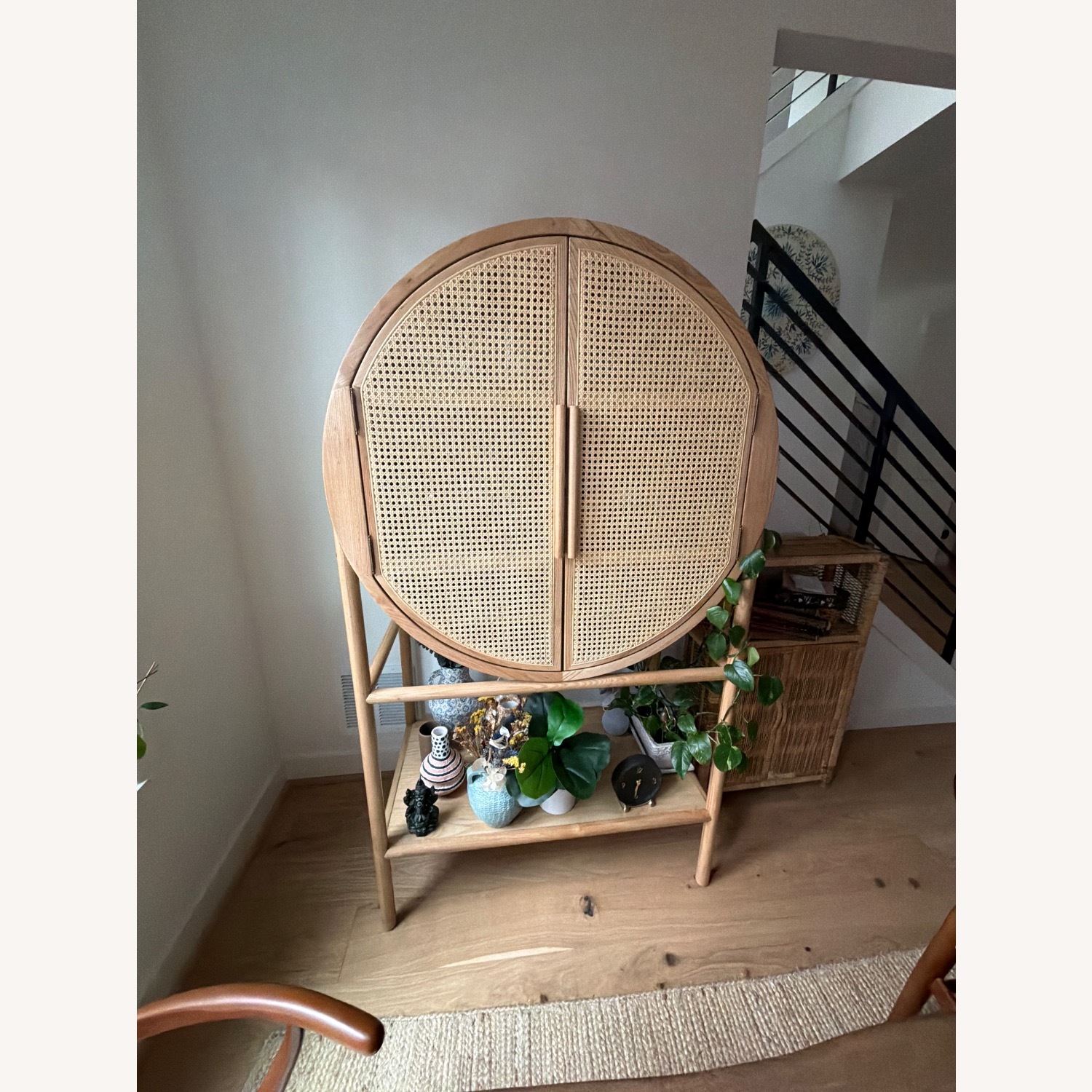 Crate & Barrel Retro Woven Rattan Accent Bar Cabinet - image-2