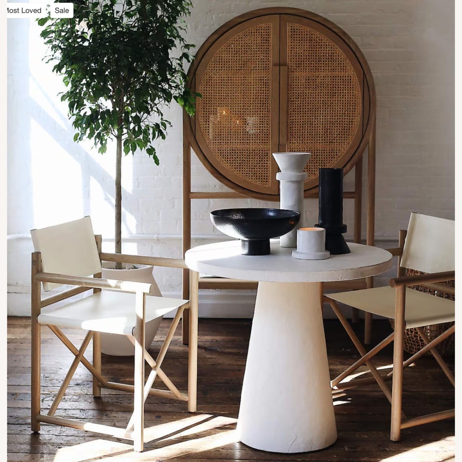 Crate & Barrel Retro Woven Rattan Accent Bar Cabinet - image-10