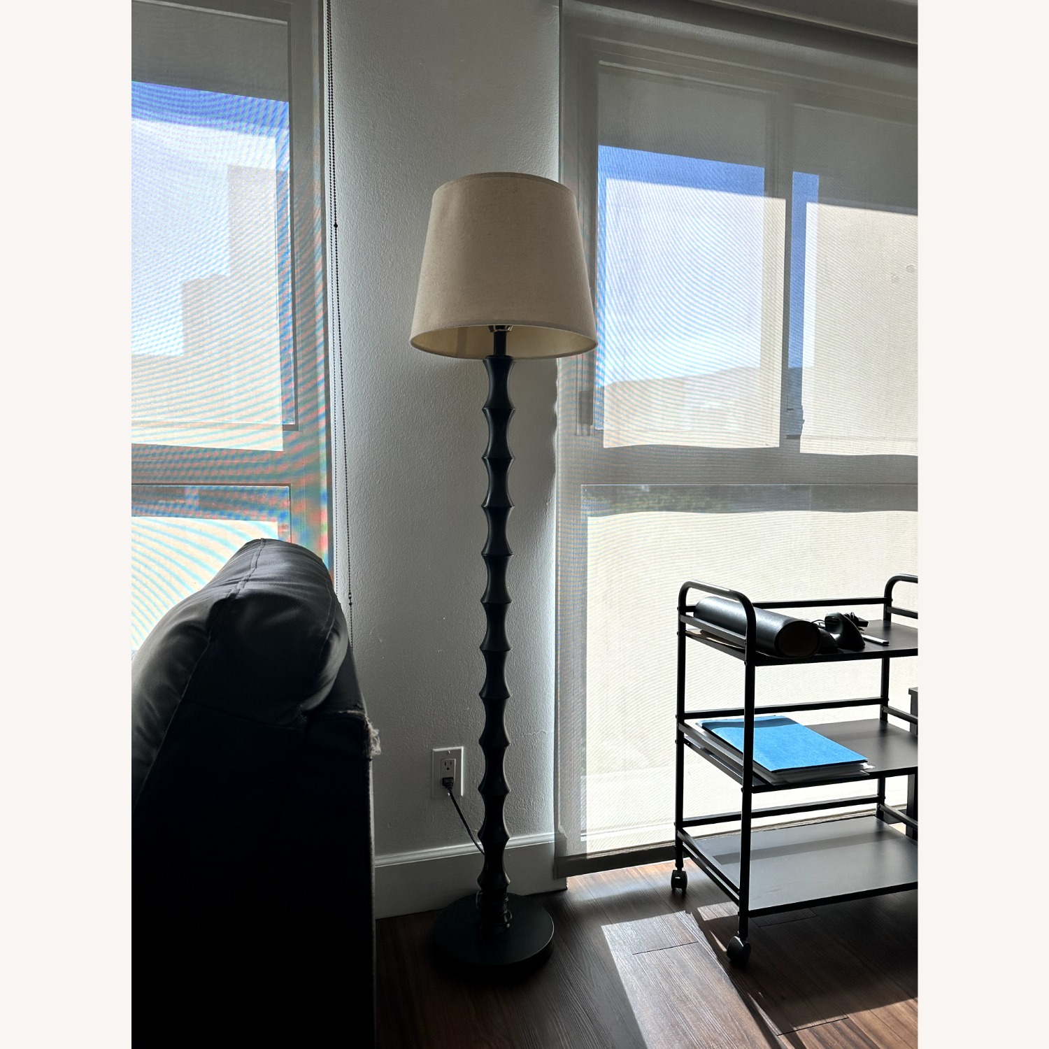 Dark Brown Wood Floor Lamp - image-3