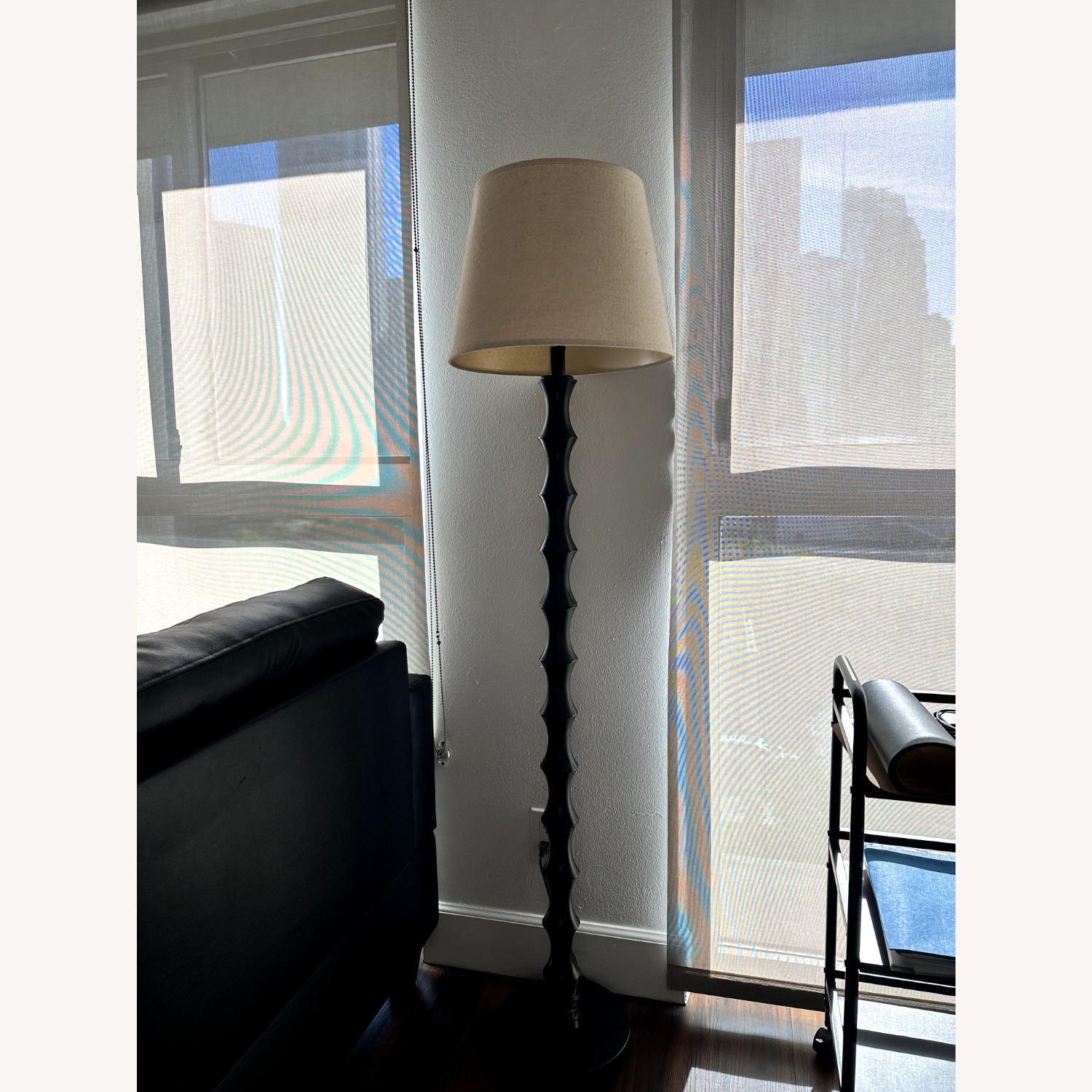 Dark Brown Wood Floor Lamp - image-1