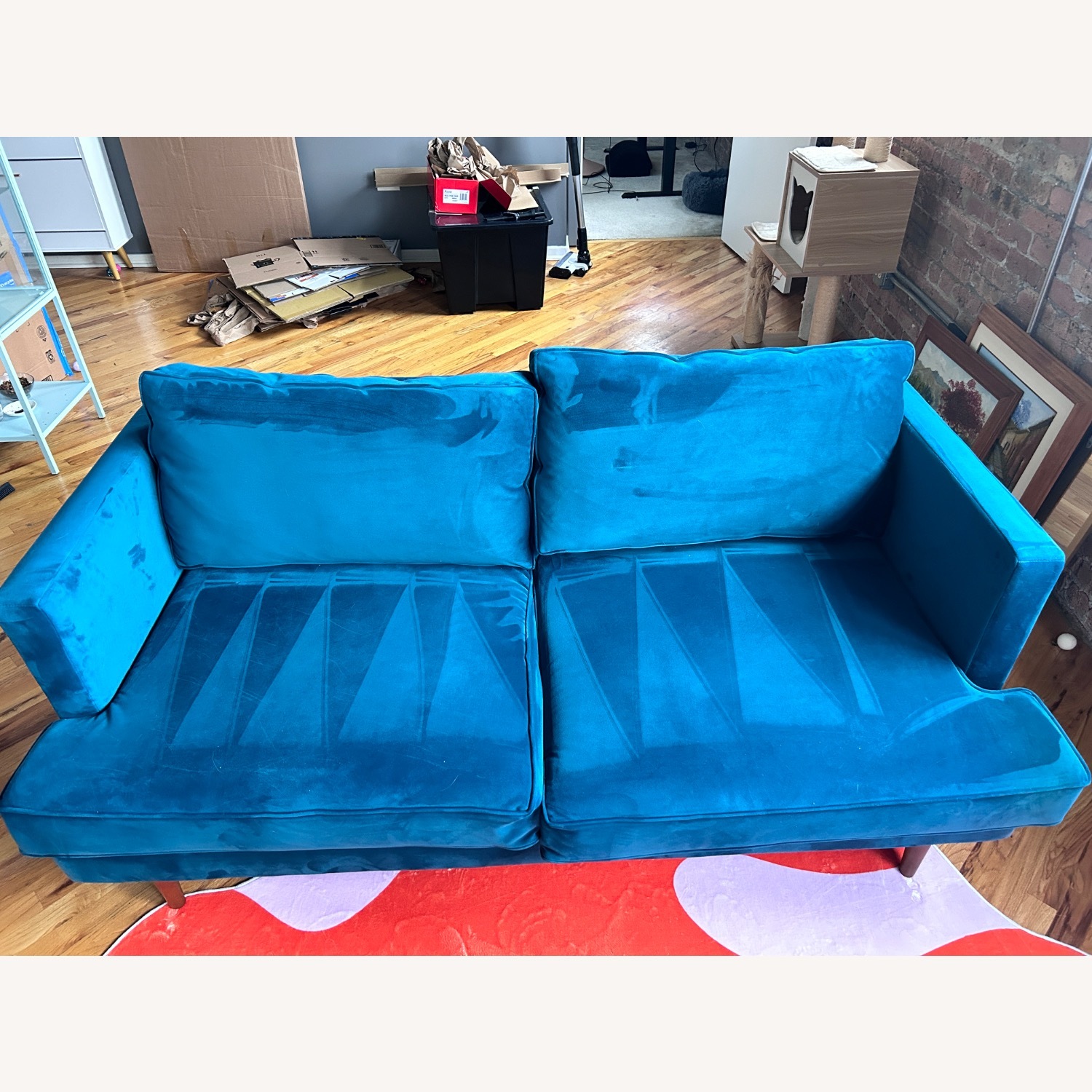 Joybird Preston Blue Velvet 2 Seater Sofa - image-2