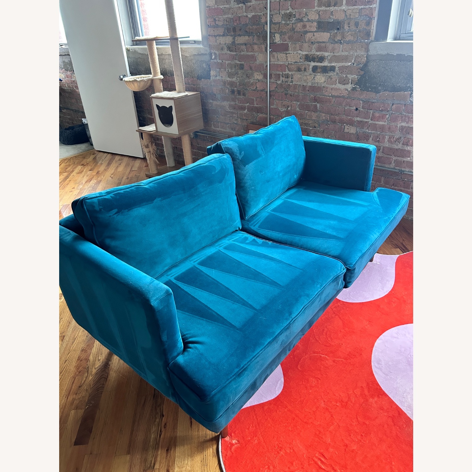 Joybird Preston Blue Velvet 2 Seater Sofa - image-1