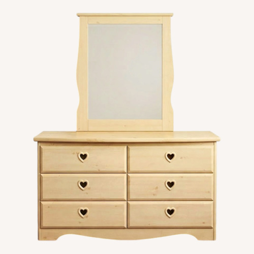 Used 6 Drawer Girls Light Oak Mirrored Dresser for sale on AptDeco
