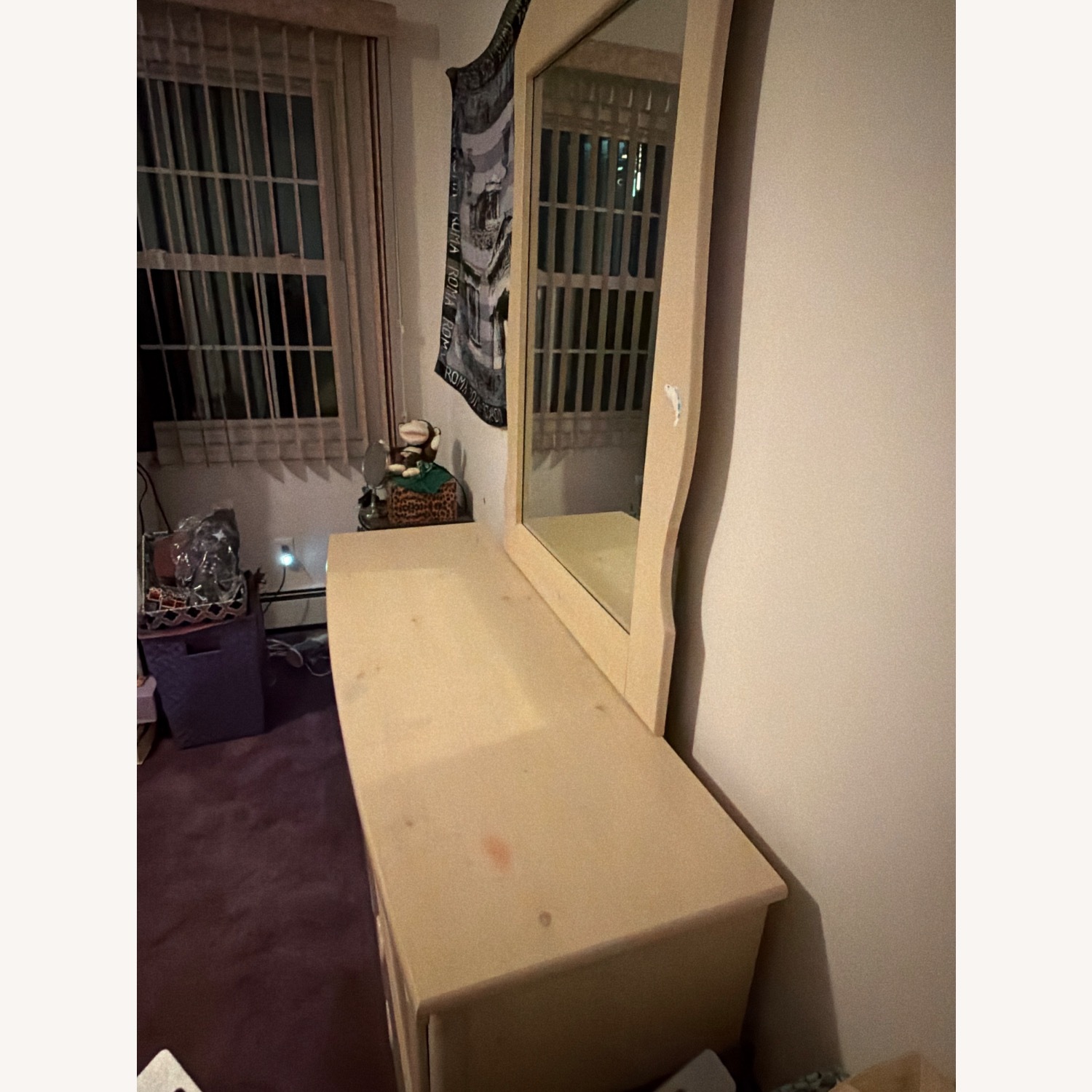 6 Drawer Girls Light Oak Mirrored Dresser - image-2