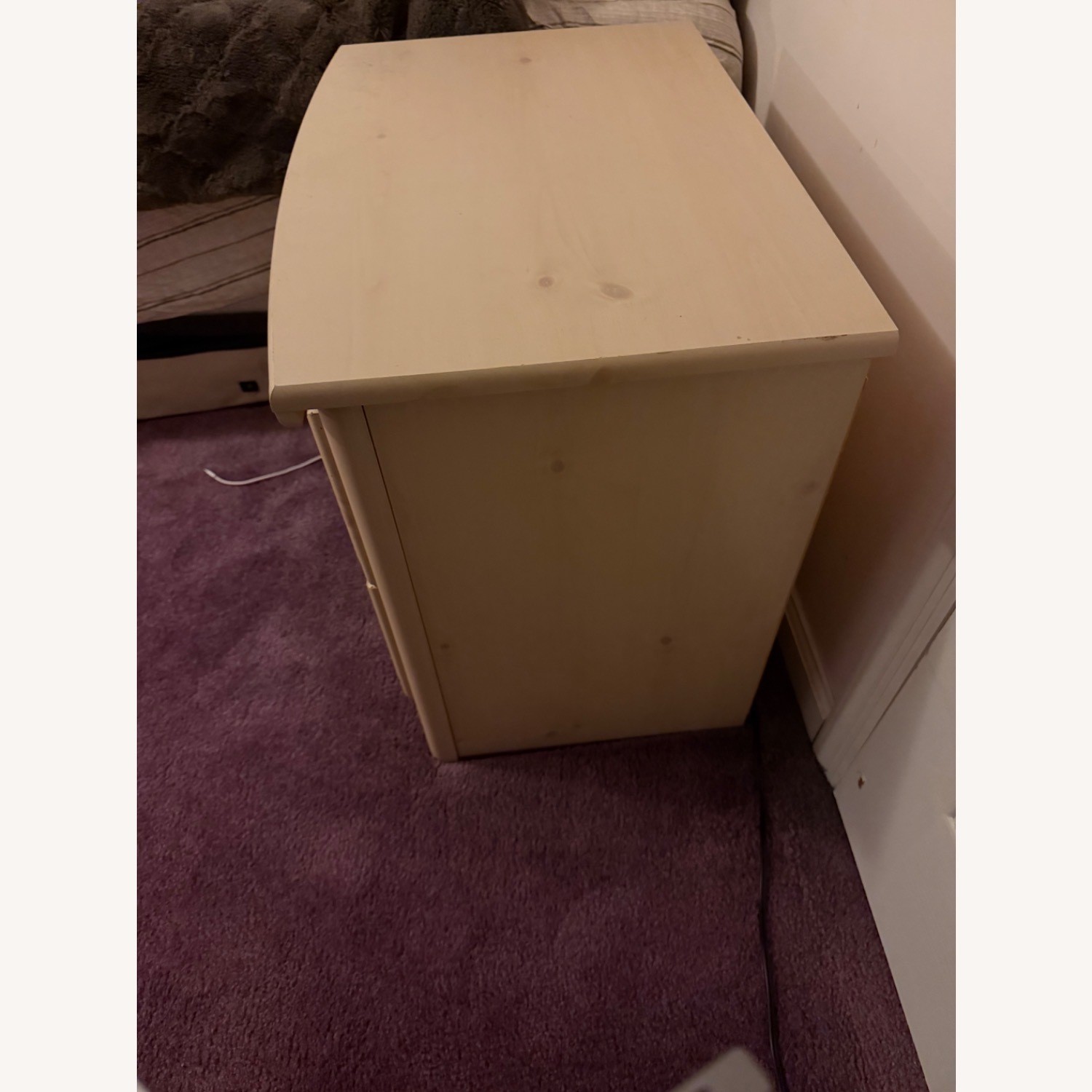 White Wood 2 Drawer Nightstand - image-3