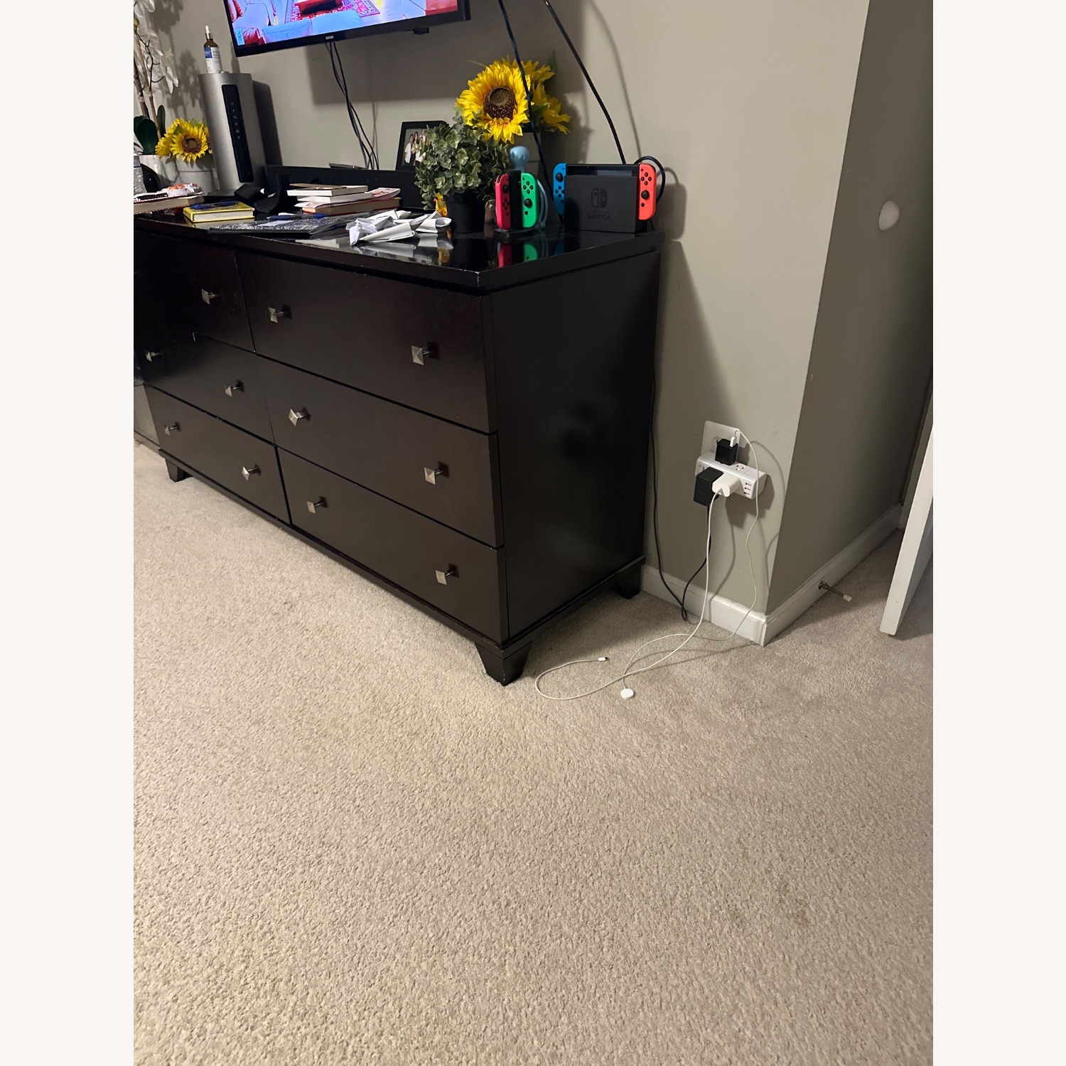 Dark Brown Wood Dresser - image-2