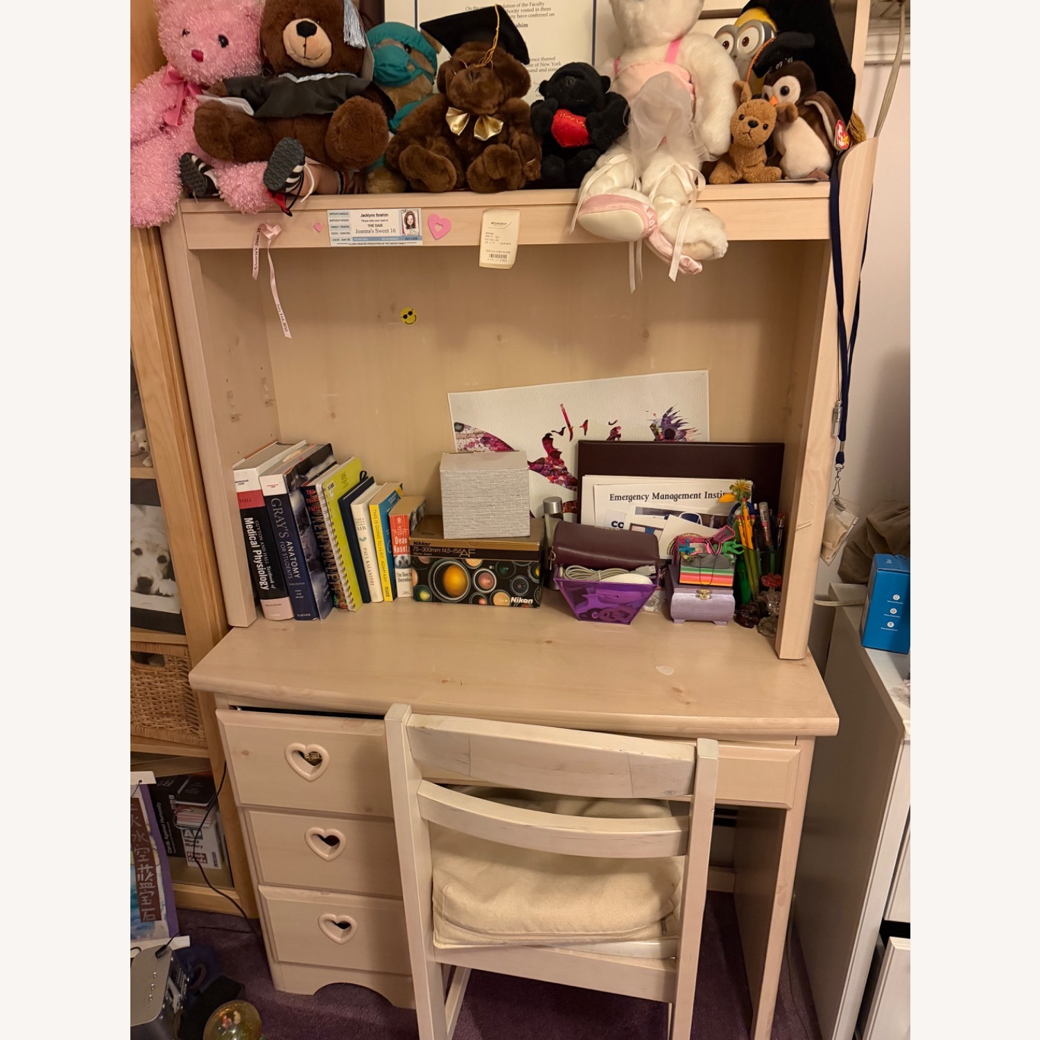 White Wood Desk with Chair - image-1