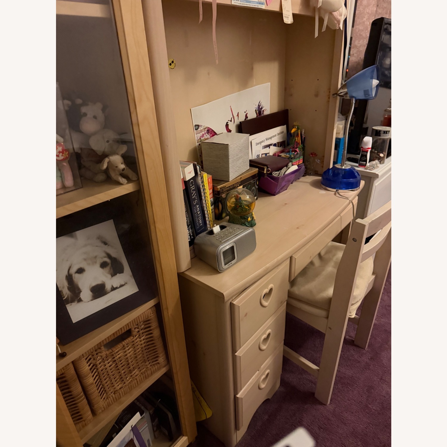 White Wood Desk with Chair - image-3