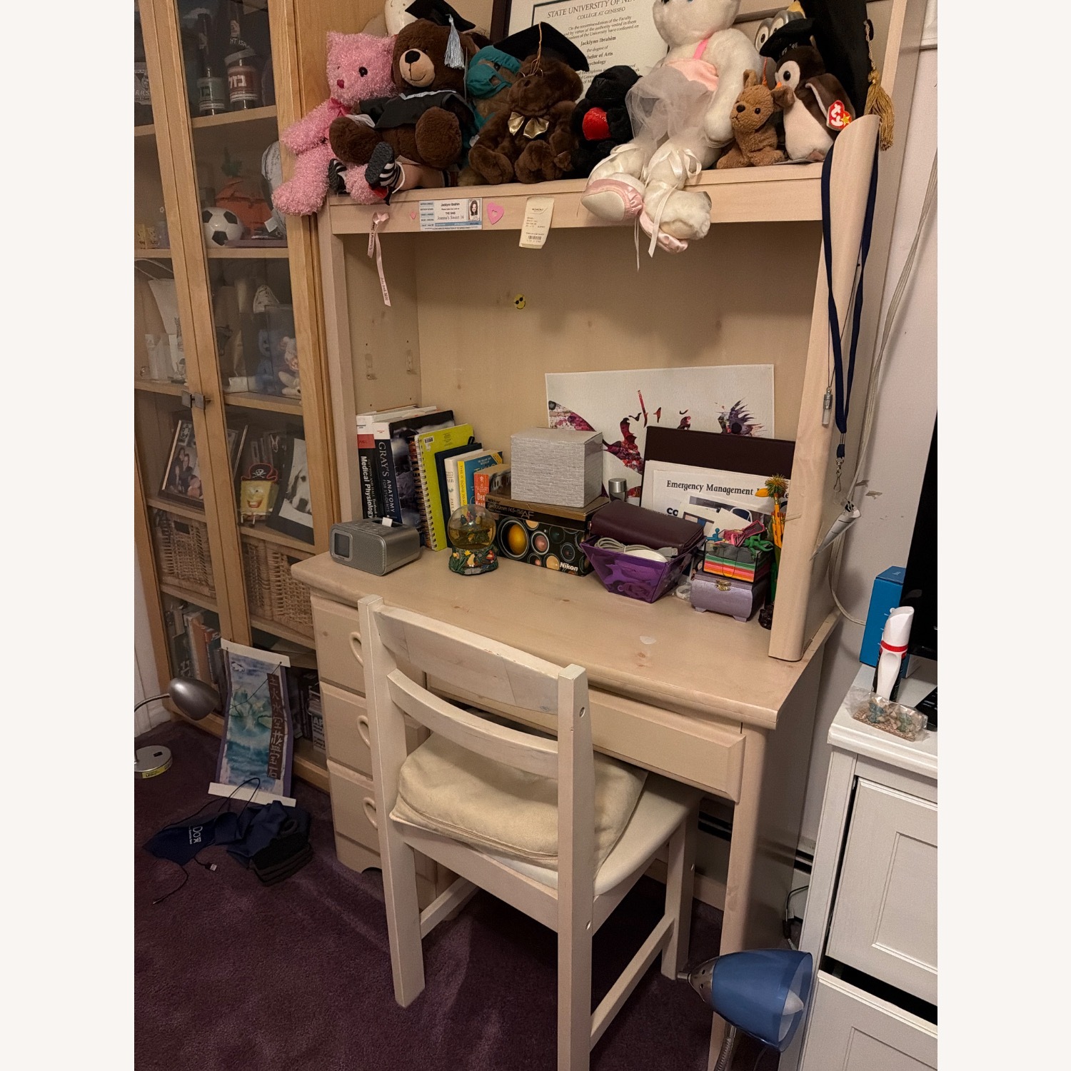 White Wood Desk with Chair - image-2
