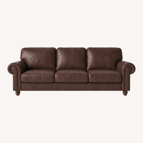 Used Domain Brown Leather Couch for sale on AptDeco