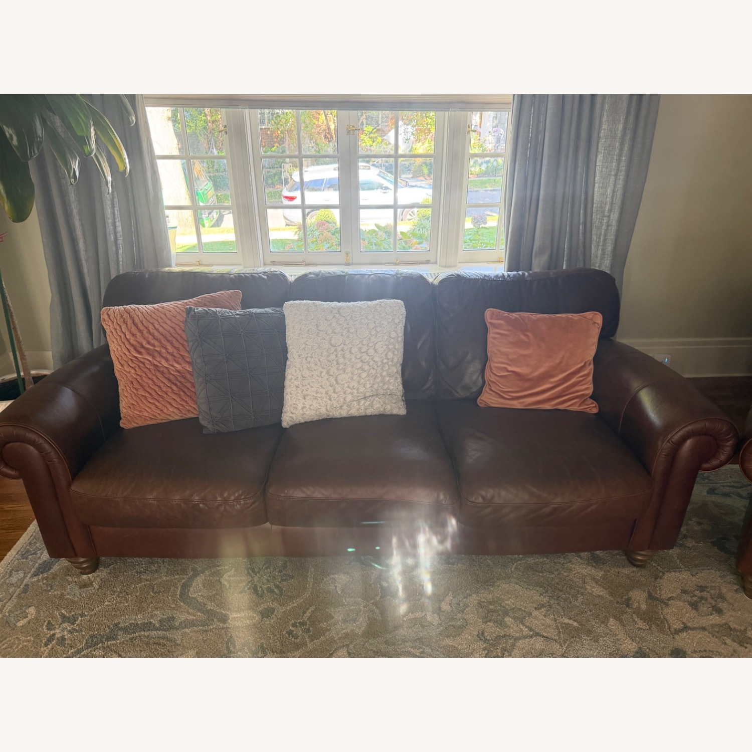 Domain Brown Leather Couch - image-1