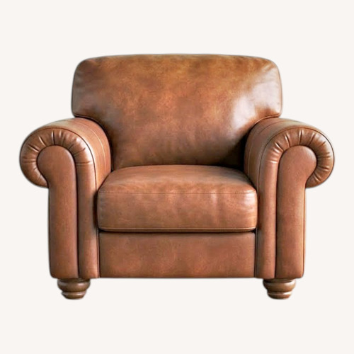 Used Domain Furniture Light Brown Leather Armchair for sale on AptDeco