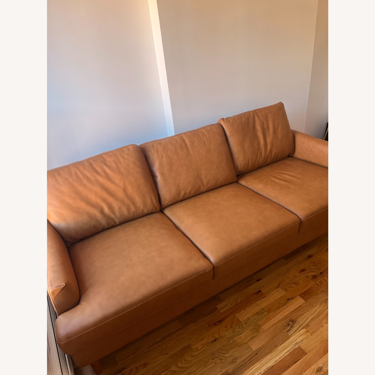 Light Brown Leather 3+ Seater Sofa - image-1