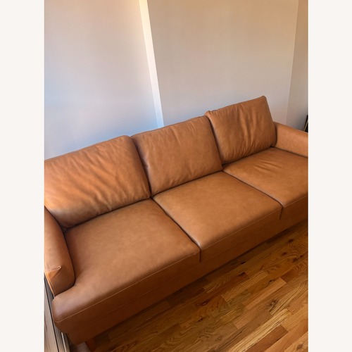Used Light Brown Leather 3+ Seater Sofa for sale on AptDeco