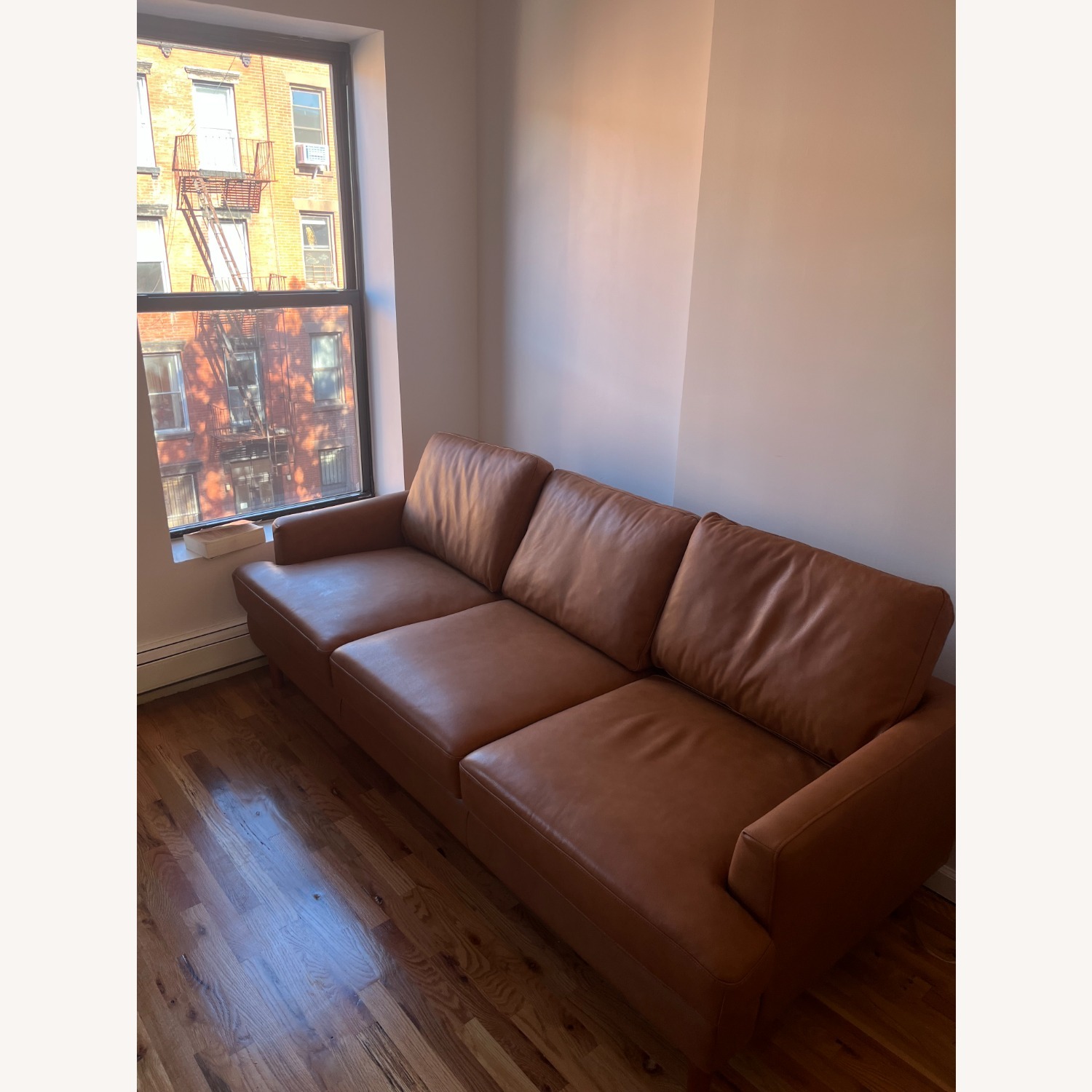 Light Brown Leather 3+ Seater Sofa - image-3