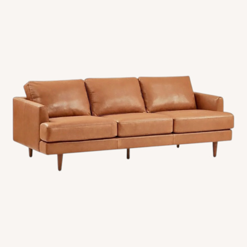Used Light Brown Leather 3+ Seater Sofa for sale on AptDeco