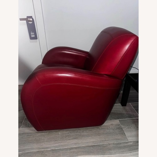 Used Bob's Discount Furniture Red Leather Armchair for sale on AptDeco