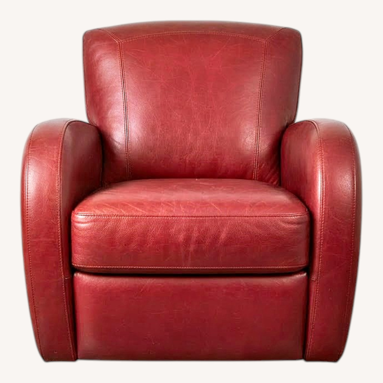 Bob's Discount Furniture Red Leather Armchair - image-0