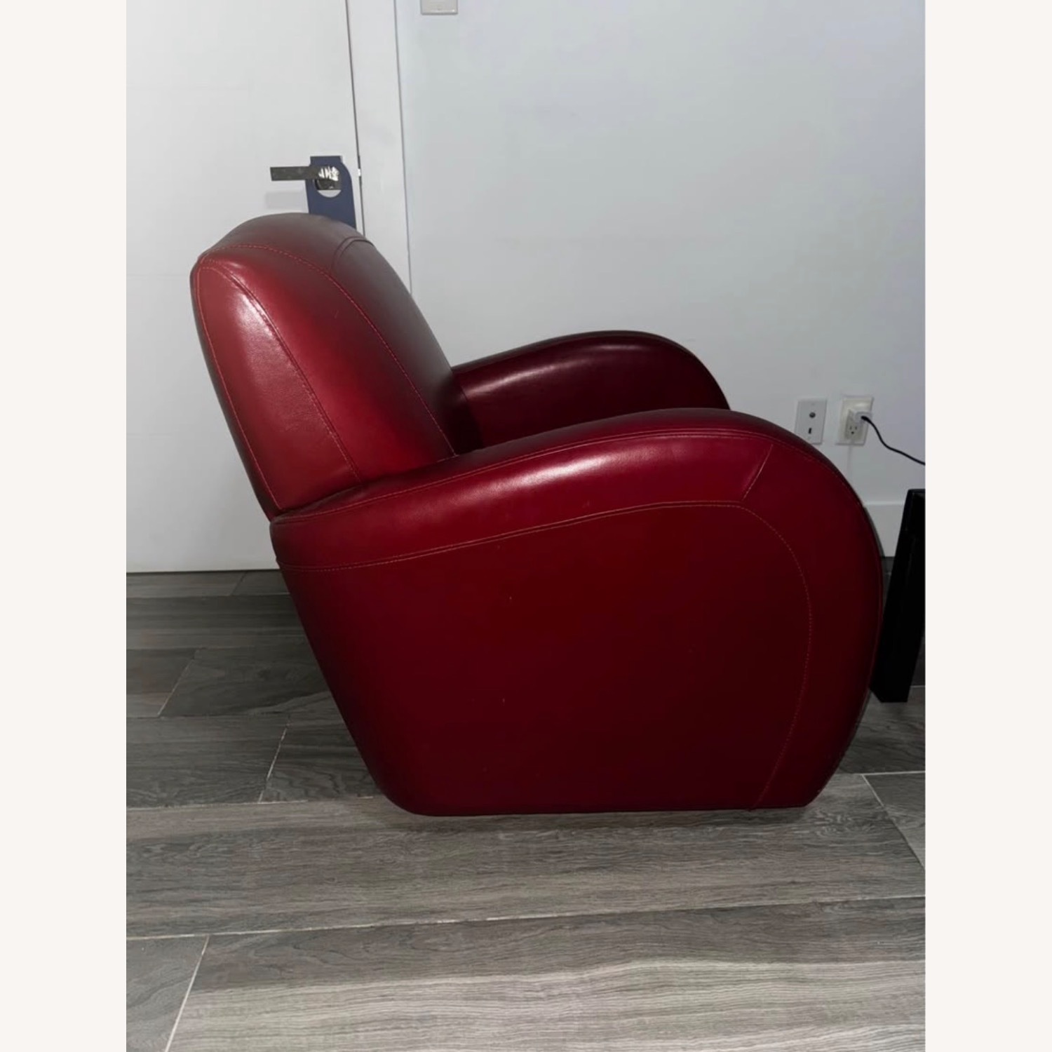 Bob's Discount Furniture Red Leather Armchair - image-2