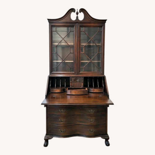 Used Solid Honduras Mahogany Chippendale Bookcase for sale on AptDeco