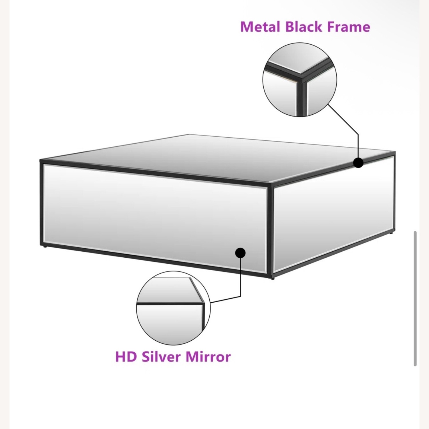Wayfair Black Mirrored Glass Coffee Table - image-5