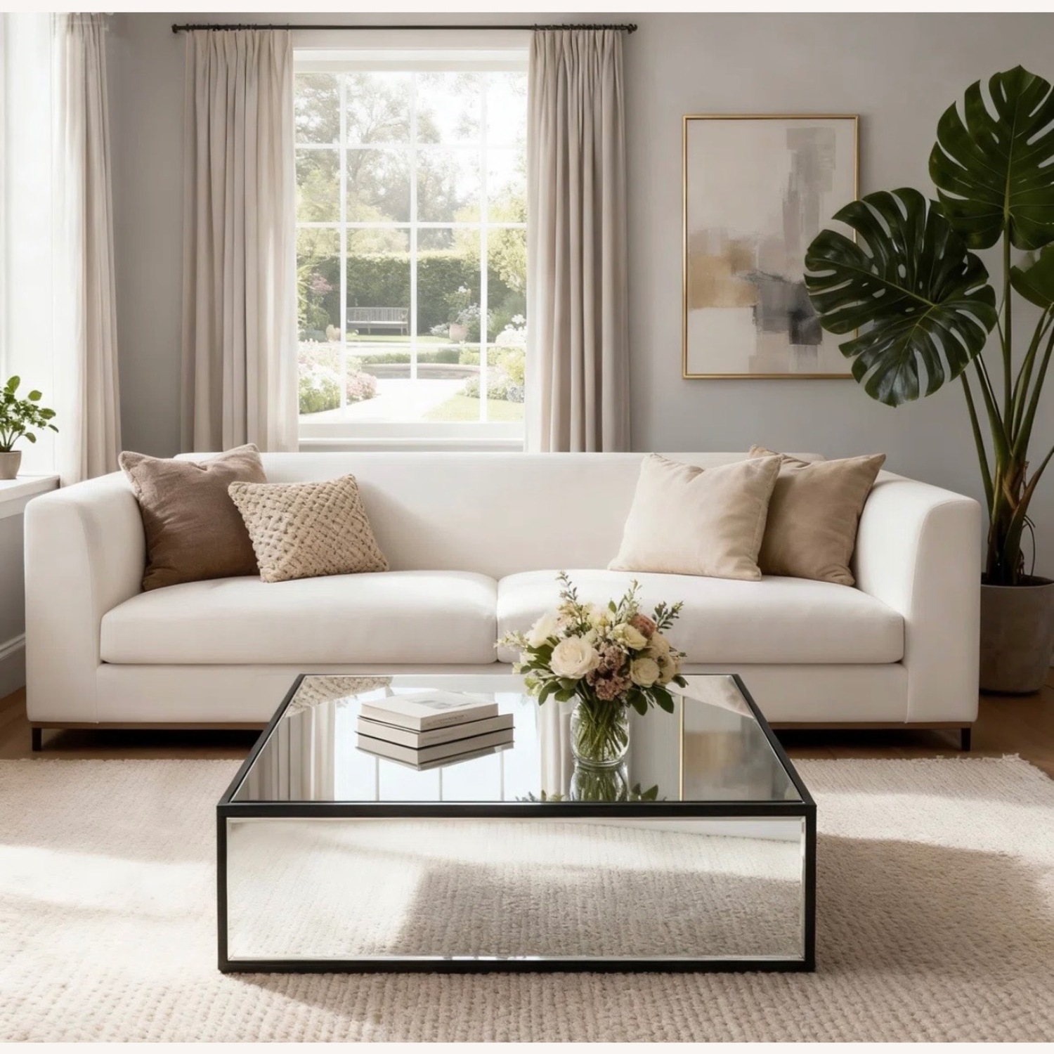 Wayfair Black Mirrored Glass Coffee Table - image-3