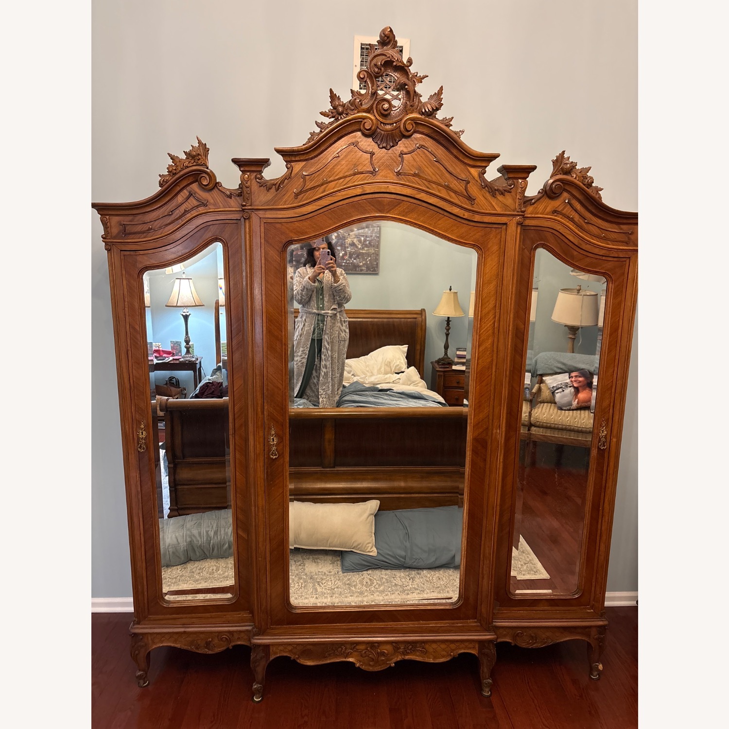 Vintage/Antique Dark Brown Wood Armoire - image-4