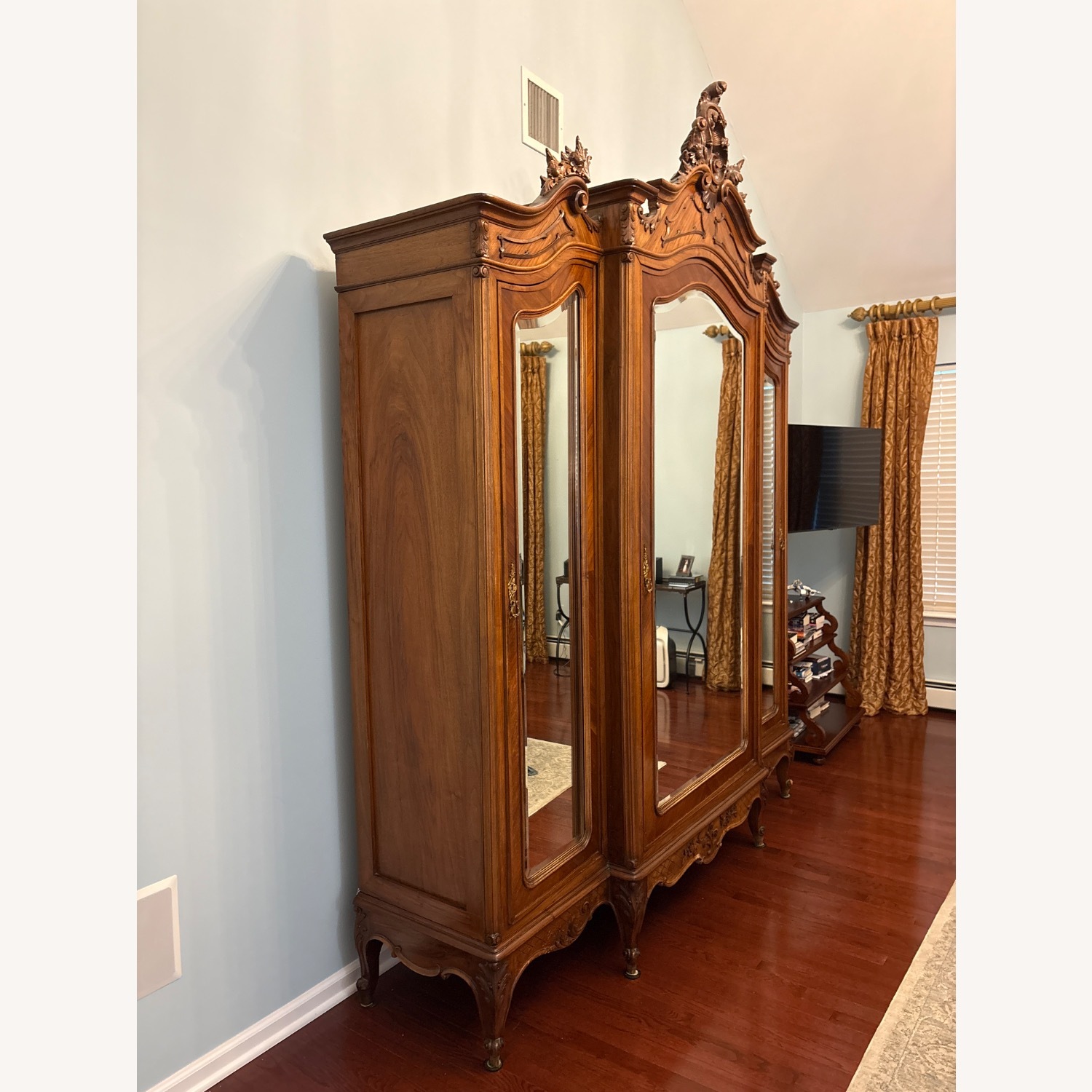 Vintage/Antique Dark Brown Wood Armoire - image-2