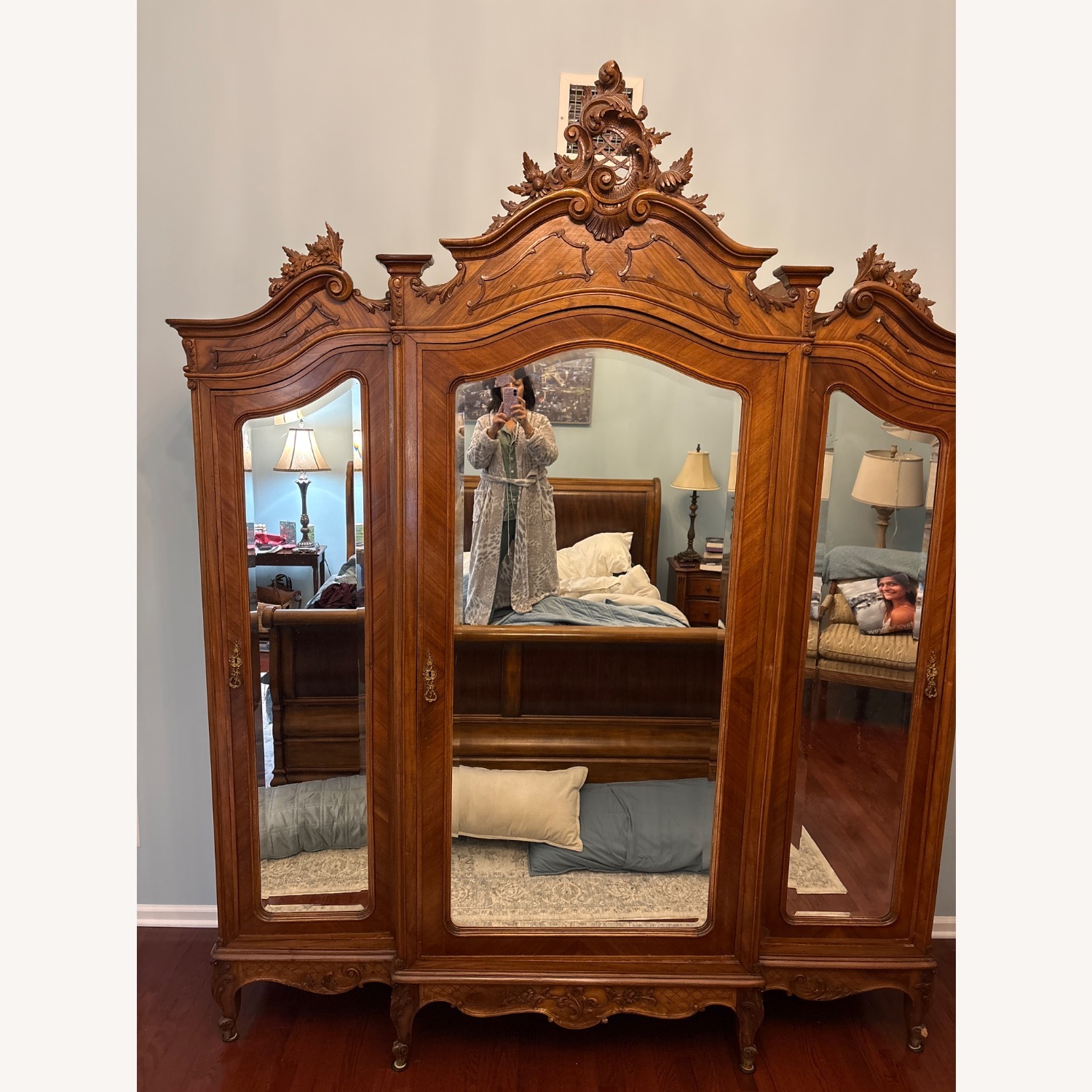 Vintage/Antique Dark Brown Wood Armoire - image-3