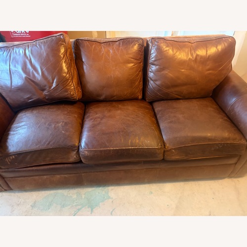 Used Dark Brown Leather Sleeper Sofa for sale on AptDeco
