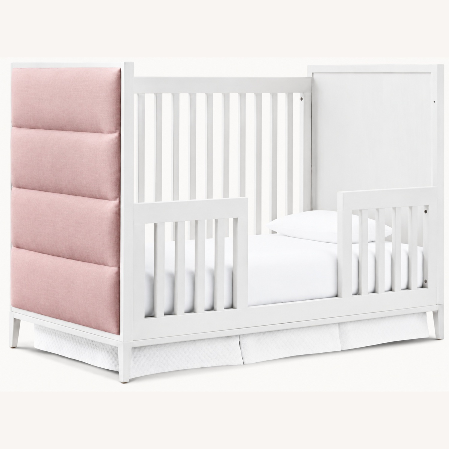 Restoration Hardware Loew White Wood Crib, Pink Upholstery - image-6