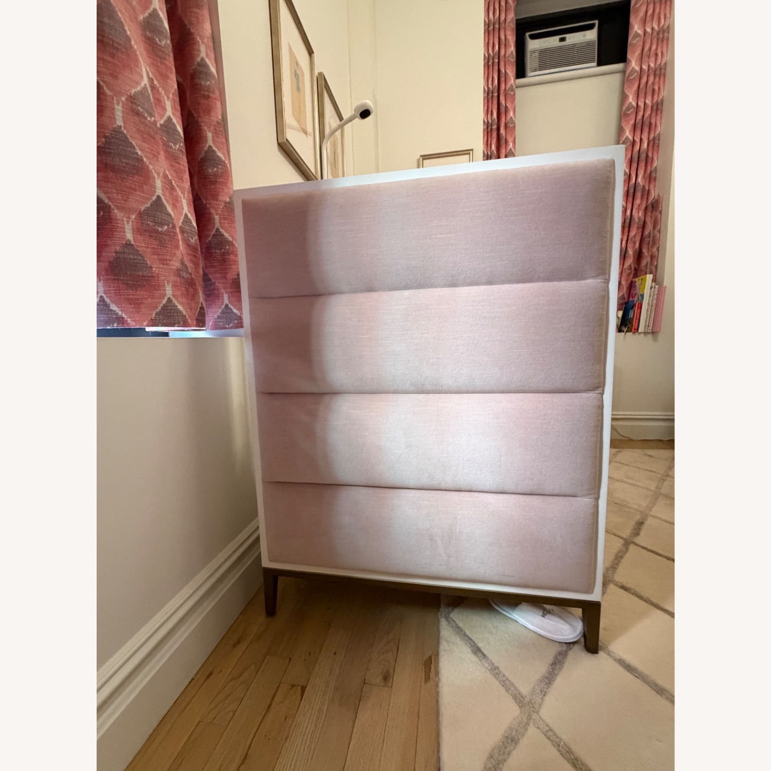 Restoration Hardware Loew White Wood Crib, Pink Upholstery - image-5
