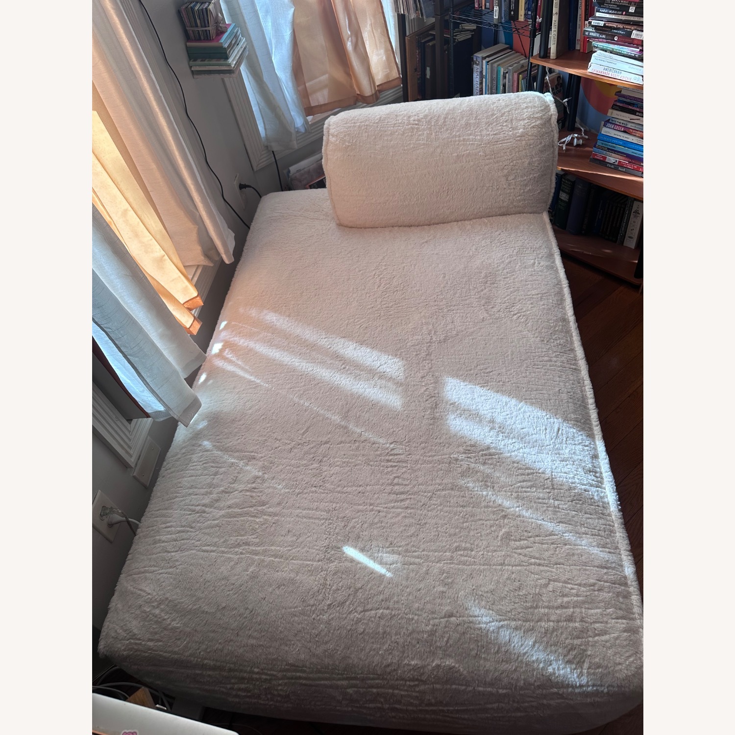 White Chaise Faux Fur Lounge - image-3