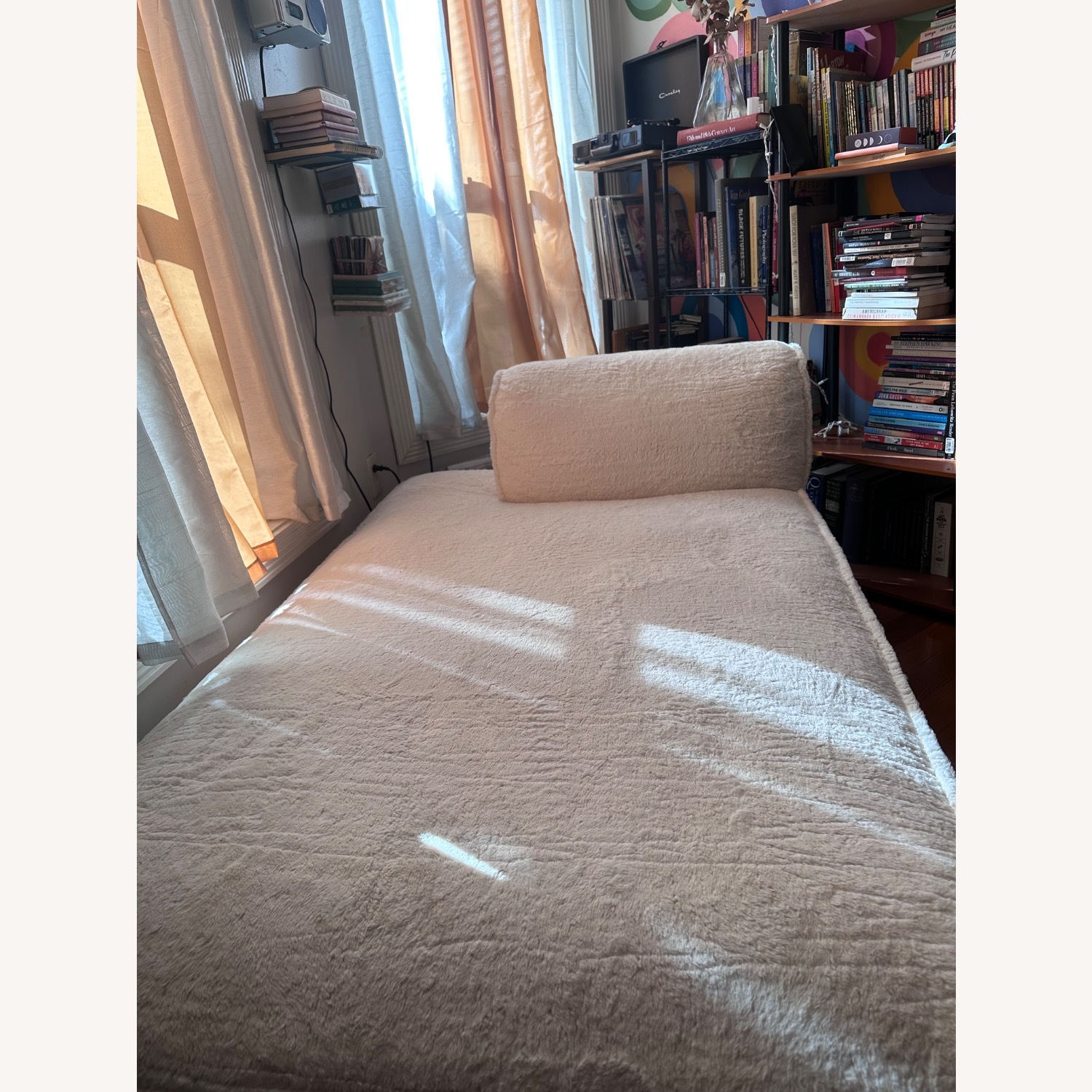 White Chaise Faux Fur Lounge - image-2
