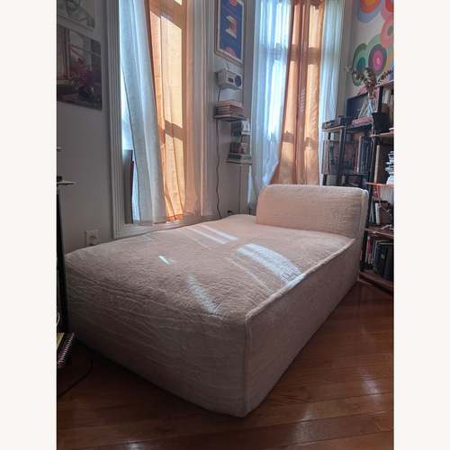 Used White Chaise Faux Fur Lounge for sale on AptDeco
