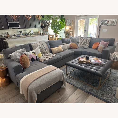 Used Pottery Barn Pearce Dark Gray Fabric 3+ Piece Sectional for sale on AptDeco