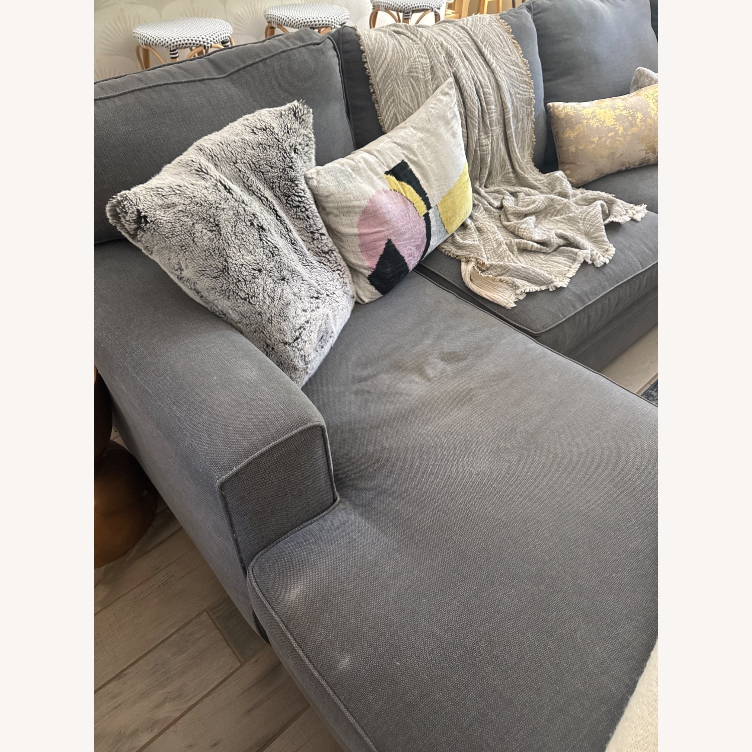 Pottery Barn Pearce Dark Gray Fabric 3+ Piece Sectional - image-4