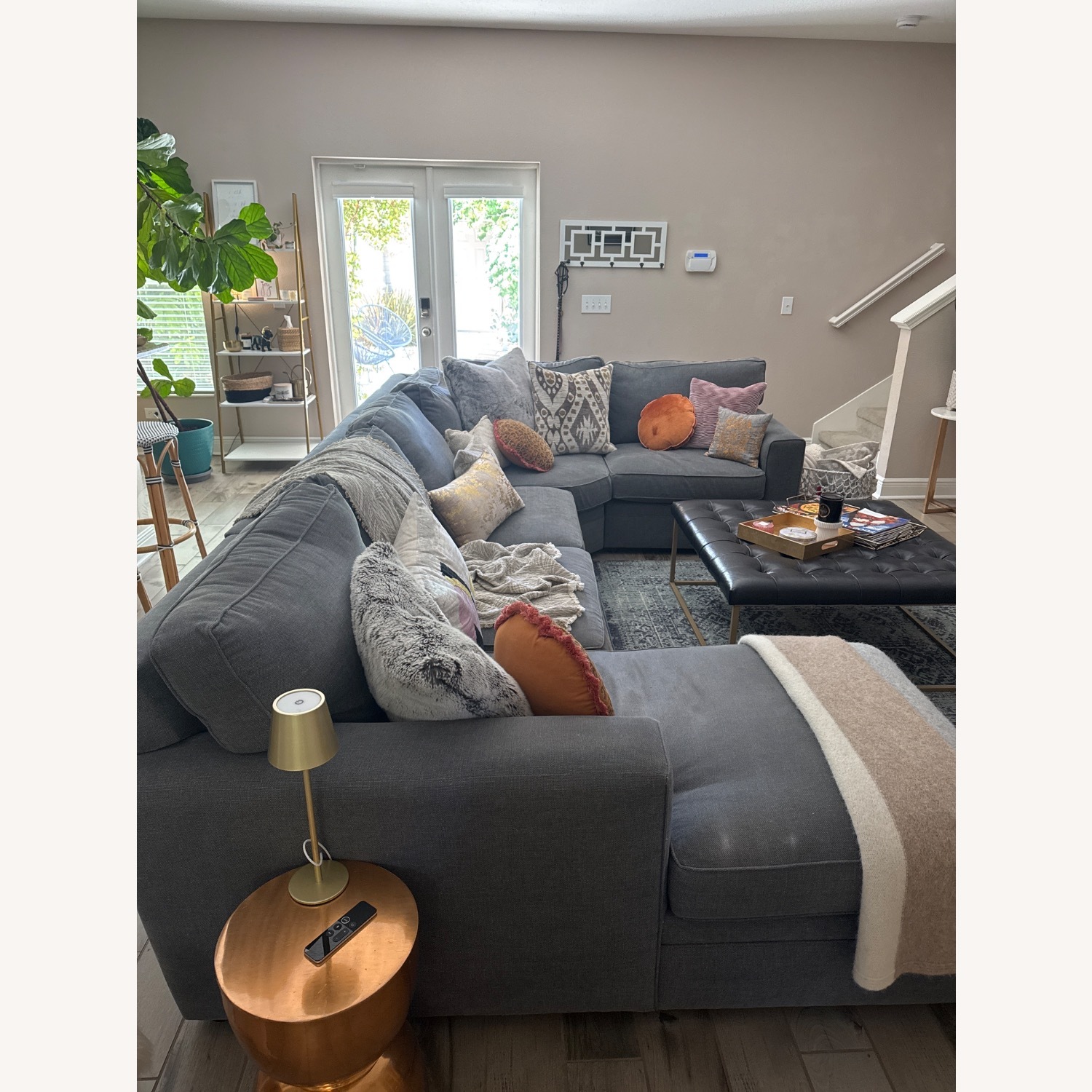 Pottery Barn Pearce Dark Gray Fabric 3+ Piece Sectional - image-3