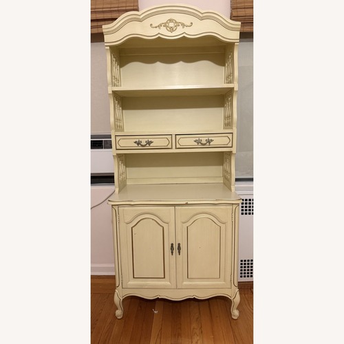 Used Cream Two-Piece Hutch Open Shelves Cabinet Below for sale on AptDeco