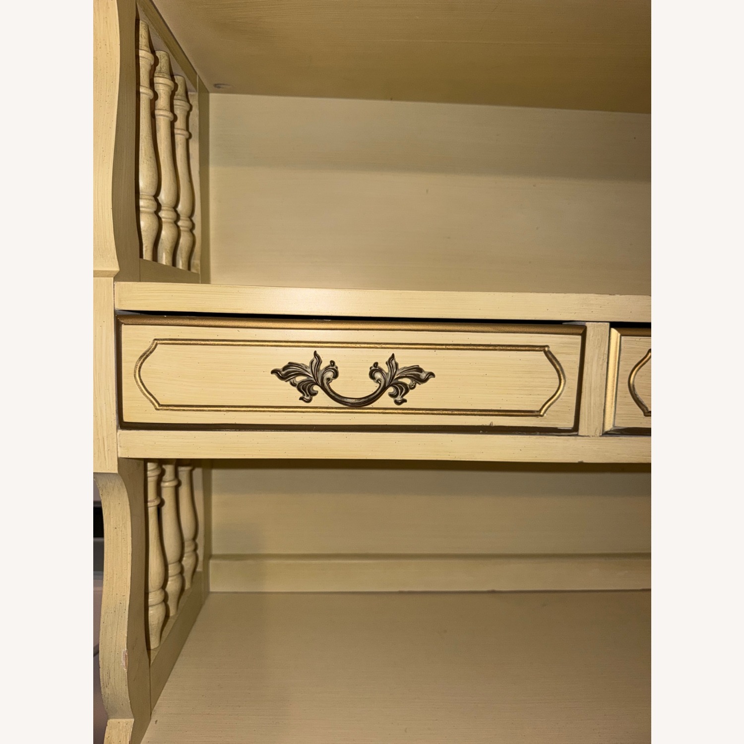 Cream Two-Piece Hutch Open Shelves Cabinet Below - image-6