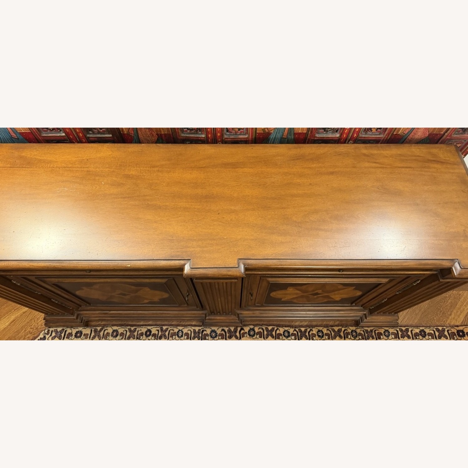 Dark Wood Sideboard with Inlay Medallions - image-1