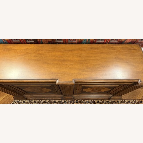 Used Dark Wood Sideboard with Inlay Medallions for sale on AptDeco