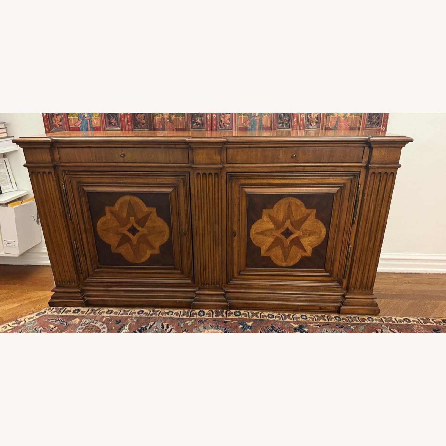 Dark Wood Sideboard with Inlay Medallions - image-2