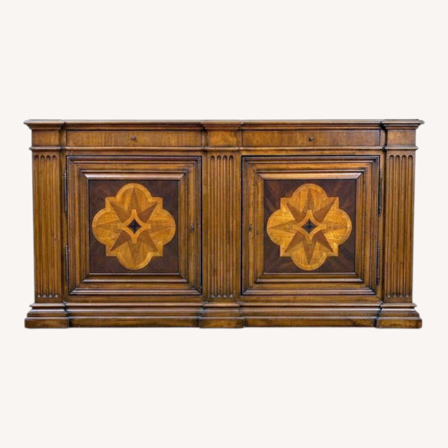 Used Dark Wood Sideboard with Inlay Medallions for sale on AptDeco