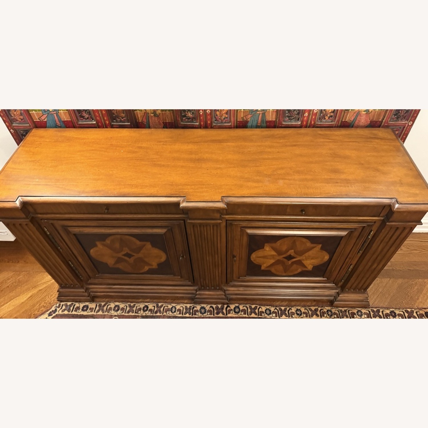 Dark Wood Sideboard with Inlay Medallions - image-3