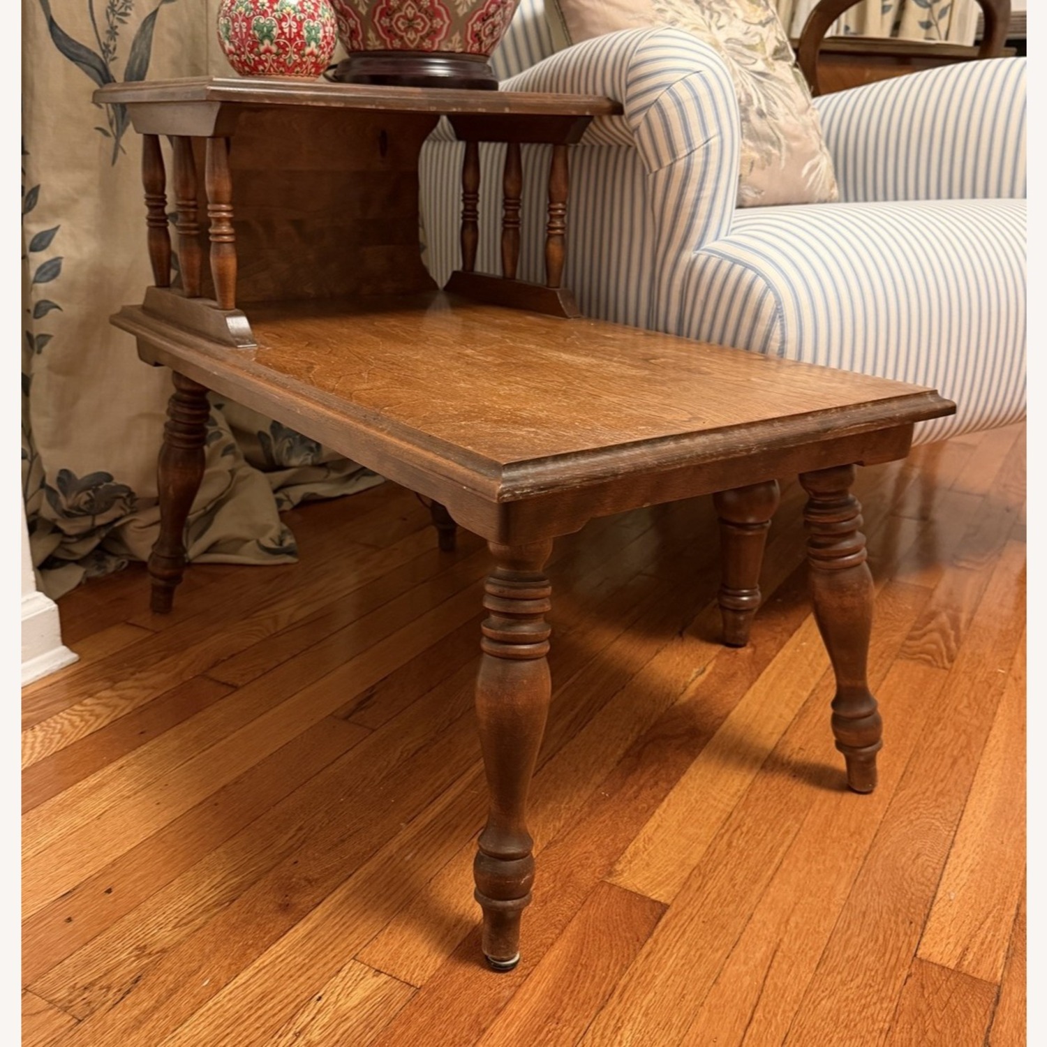 Two-Tier Wooden End Table in a Walnut Finish - image-1