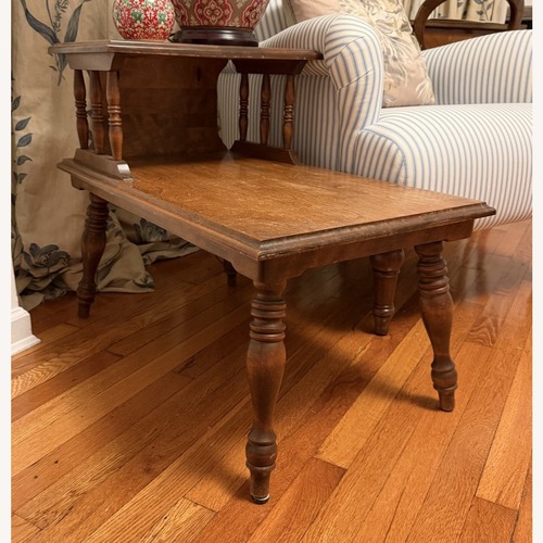 Used Two-Tier Wooden End Table in a Walnut Finish for sale on AptDeco