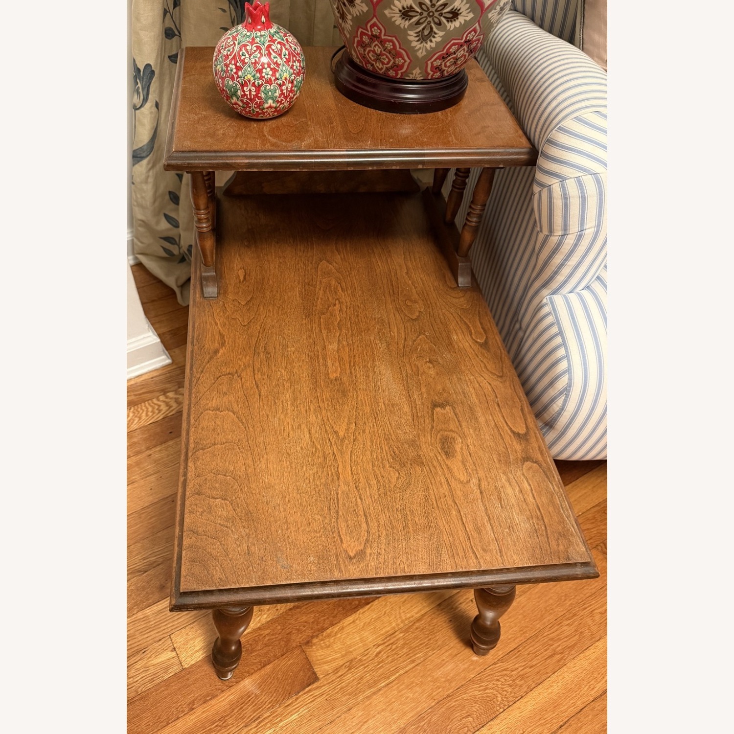 Two-Tier Wooden End Table in a Walnut Finish - image-2