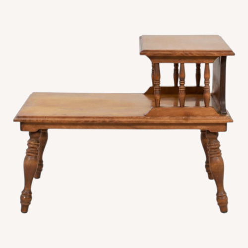 Used Two-Tier Wooden End Table in a Walnut Finish for sale on AptDeco