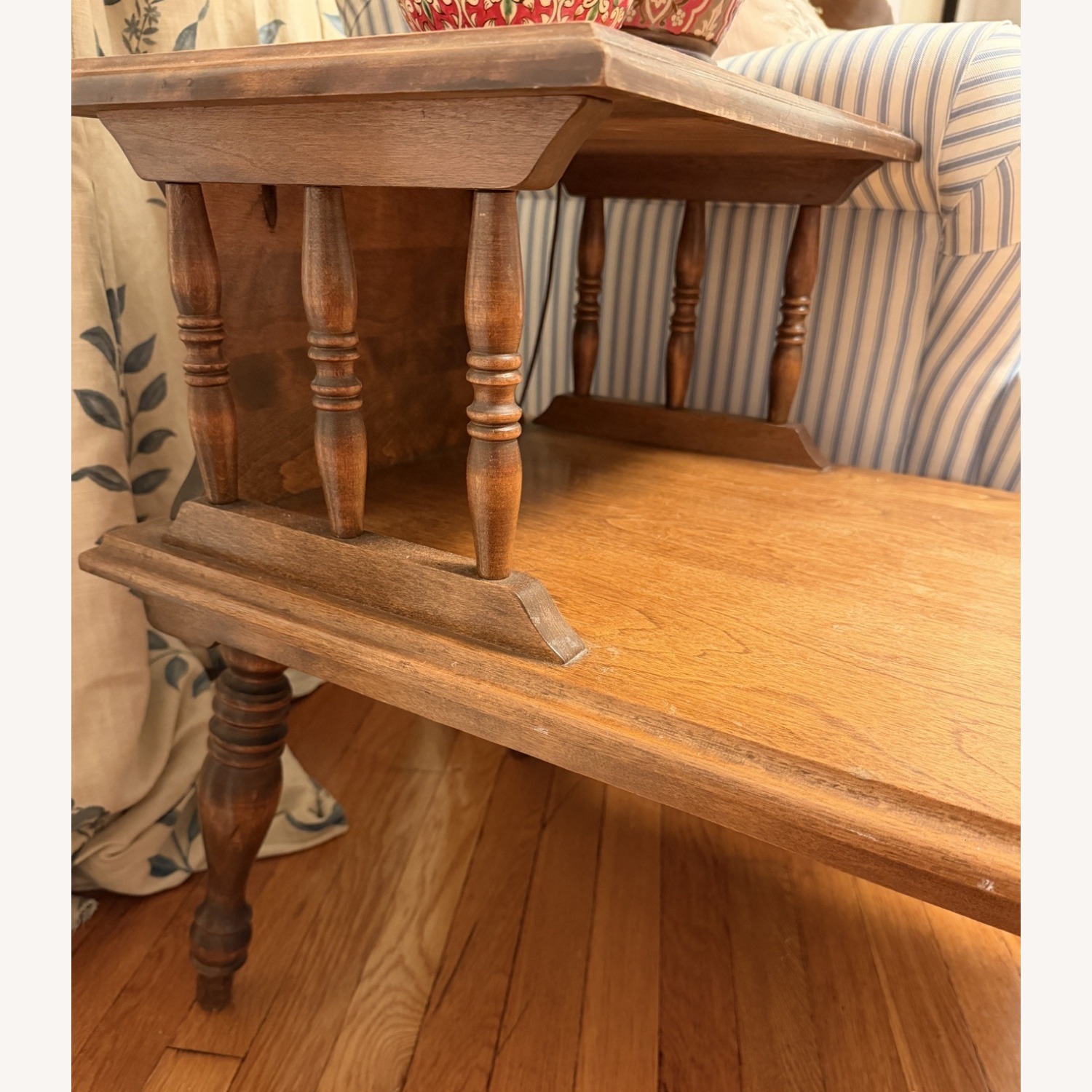 Two-Tier Wooden End Table in a Walnut Finish - image-3